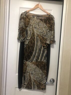Simonton Says animal print slimming panel dress Size M